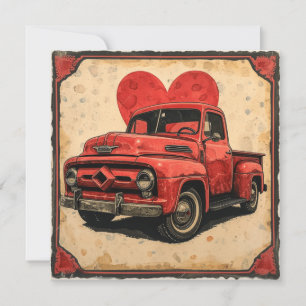 Valentine Red Truck: Romantischer Red Cruiser Feiertagskarte