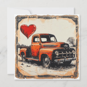 Valentine Red Truck: Rote Romantik Feiertagskarte