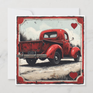 Valentine Red Truck: Vintage Zuneigung Feiertagskarte
