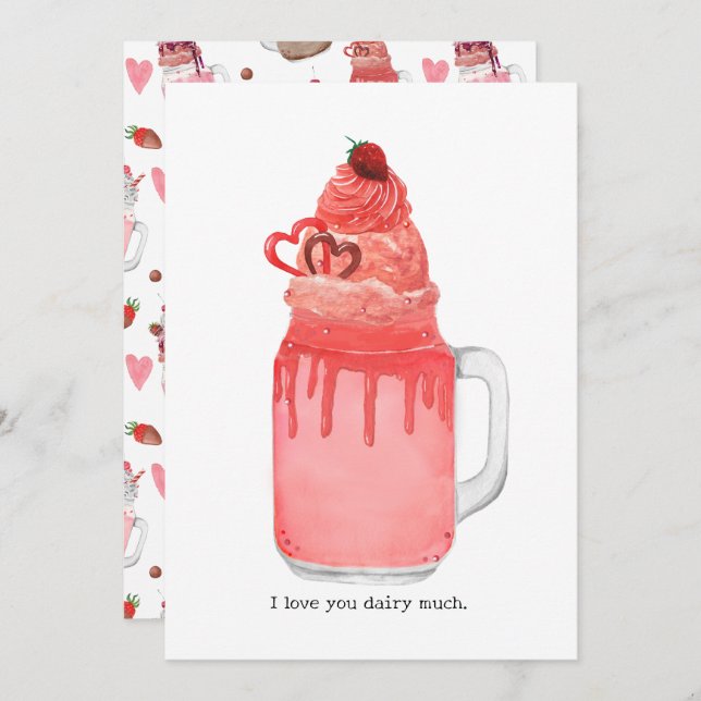 Valentine Red Velvet Milkshake I Liebe You Puppen  Karte (Vorne/Hinten)
