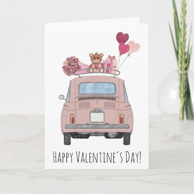 Valentine Retro Fiat 500 Karte (Vorderseite)