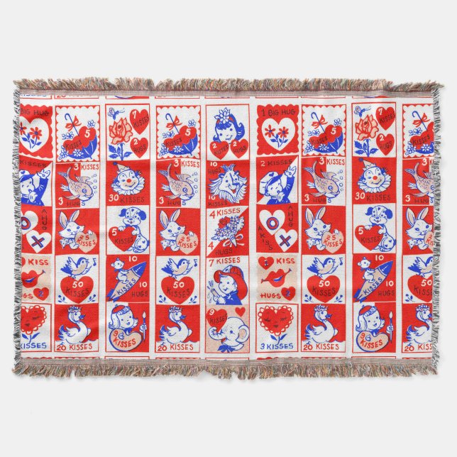 Valentine Retro Liebe schlägt Niedliche Muster Decke (Vorderseite)