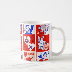 Valentine Retro Liebe schlägt Niedliche Muster Kaffeetasse