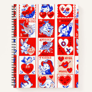 Valentine Retro Liebe schlägt Niedliche Muster Notizbuch