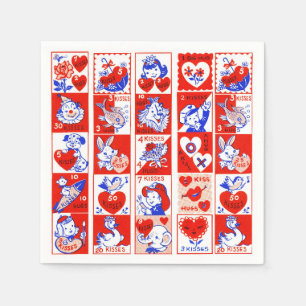 Valentine Retro Liebe schlägt Niedliche Muster Serviette