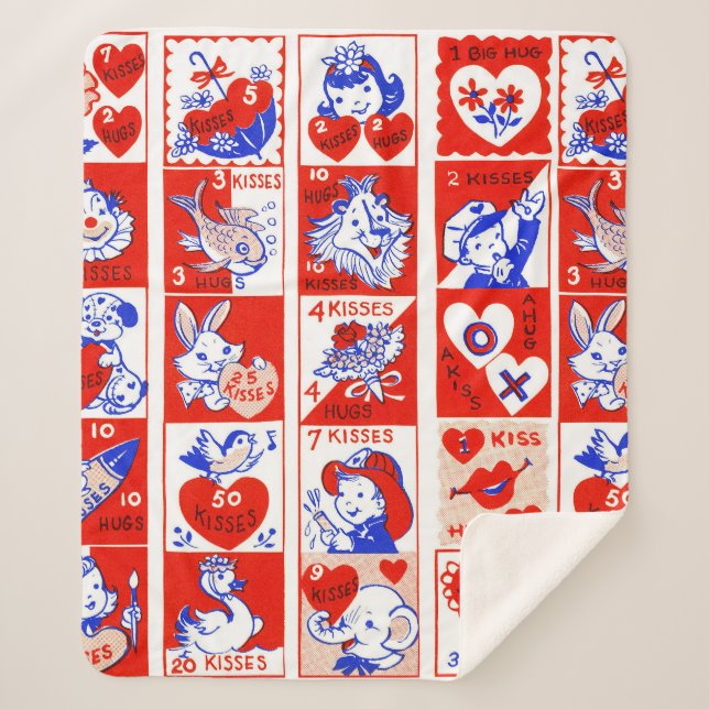Valentine Retro Liebe schlägt Niedliche Muster Sherpadecke (Vorderseite)