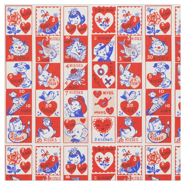Valentine Retro Liebe schlägt Niedliche Muster Stoff (Nahaufnahme)