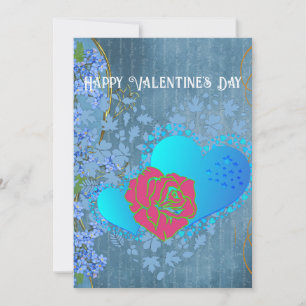 Valentine Romantische Rose Sweeping Heart Blue Car Einladung