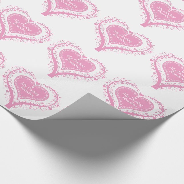 Valentine rosa Herzbaum mit dem Namen Geschenkpack Geschenkpapier (Ecke)