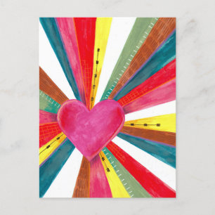 Valentine rosa Sonnenschein Regenbogenretro Feiertagspostkarte
