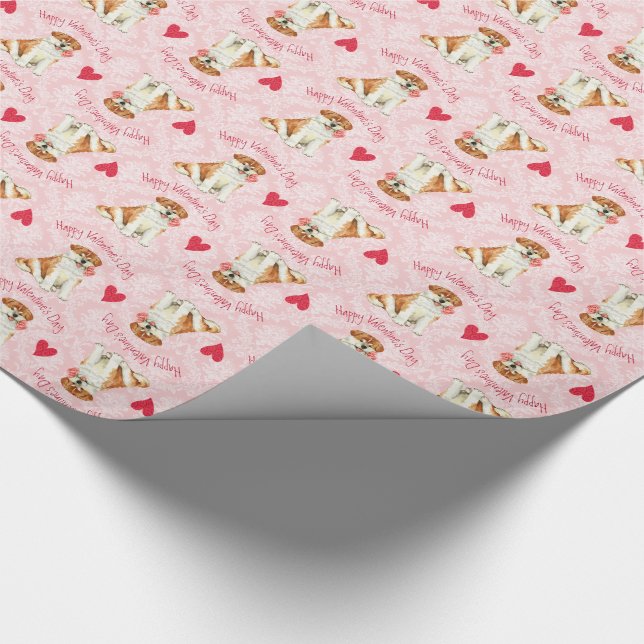 Valentine Rose Akita Geschenkpapier (Ecke)