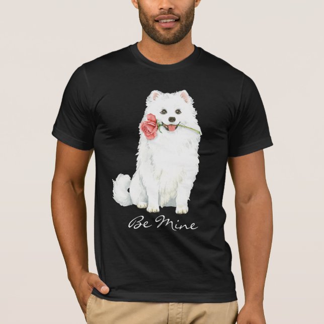 Valentine Rose American Eskimo Dog T-Shirt (Vorderseite)