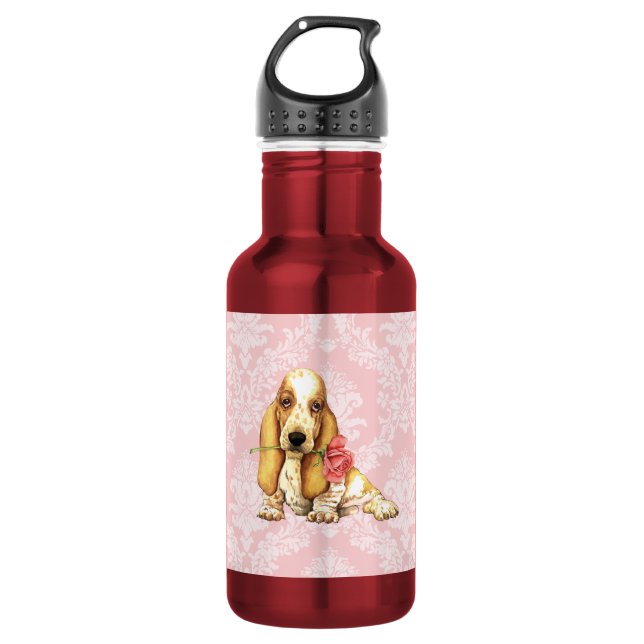 Valentine Rose Basset Trinkflasche (Vorderseite)