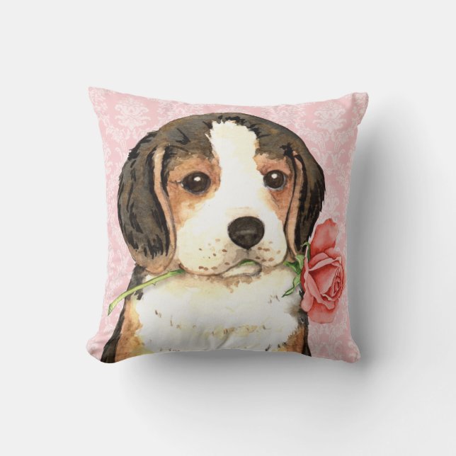 Valentine Rose Beagle Kissen (Vorderseite)