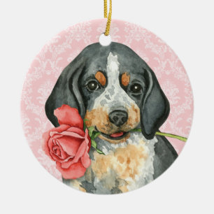 Valentine Rose Bluetick Keramik Ornament