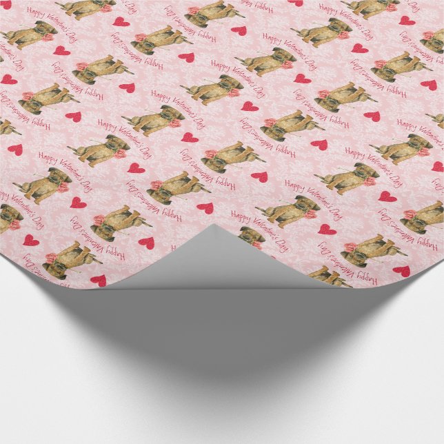 Valentine Rose Border Terrier Geschenkpapier (Ecke)