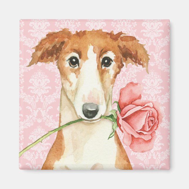 Valentine Rose Borzoi Magnet (Vorne)