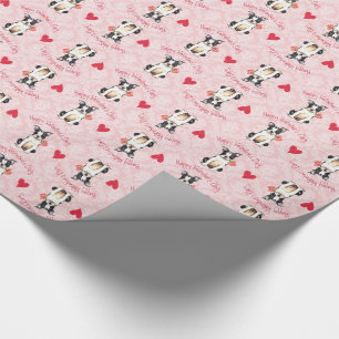 Valentine Rose Boston Terrier Geschenkpapier