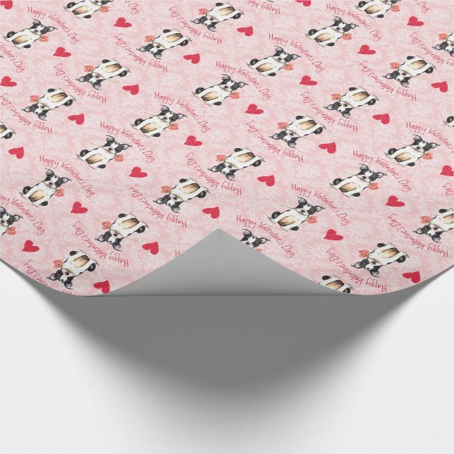 Valentine Rose Boston Terrier Geschenkpapier (Ecke)