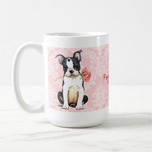 Valentine Rose Boston Terrier Tasse