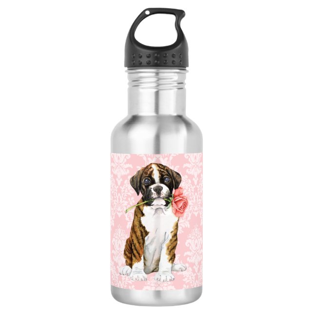 Valentine Rose Boxer Edelstahlflasche (Vorderseite)
