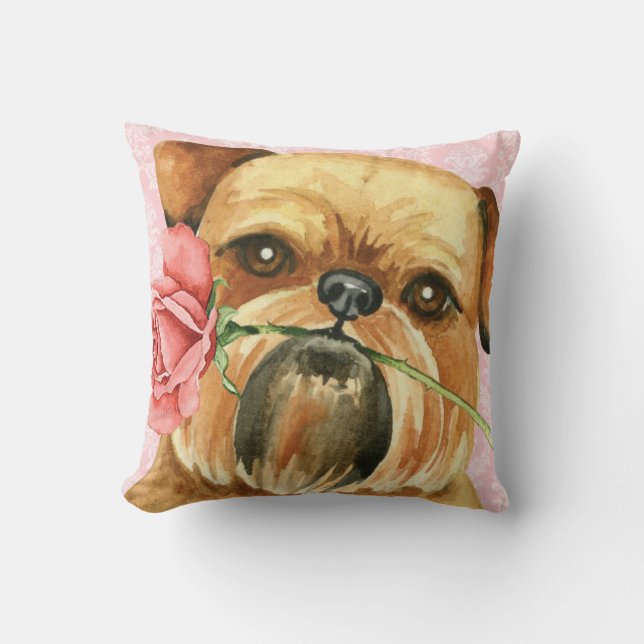 Valentine Rose Brussels Griffon Kissen (Vorderseite)