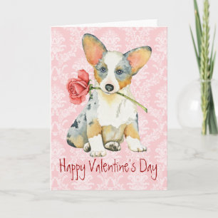Valentine Rose Cardigan Welsh Corgi Feiertagskarte