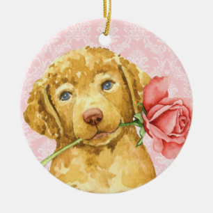 Valentine Rose Chesapeake Bay Retriever Keramik Ornament
