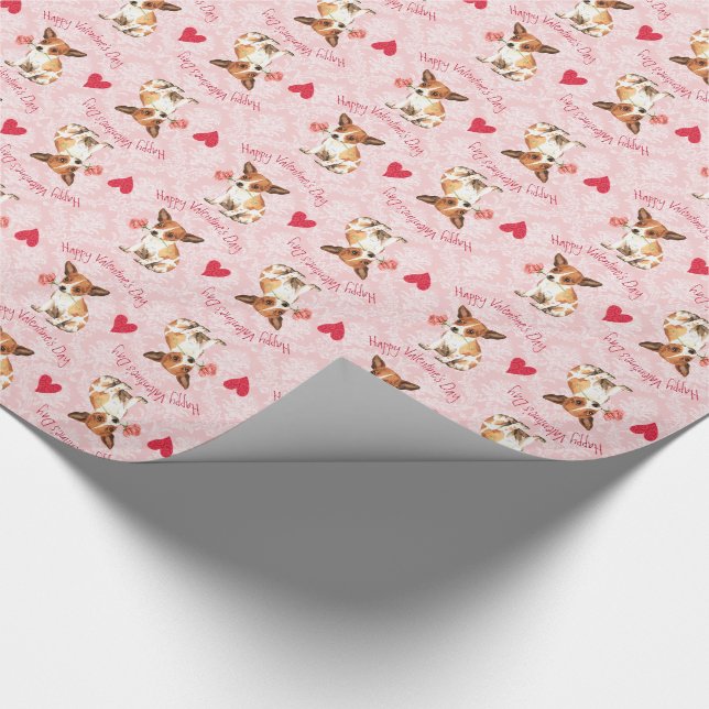 Valentine Rose Chihuahua Geschenkpapier (Ecke)