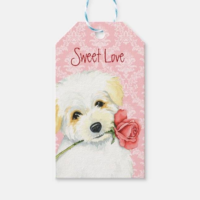 Valentine Rose Coton de Tulear Geschenkanhänger (Vorderseite)