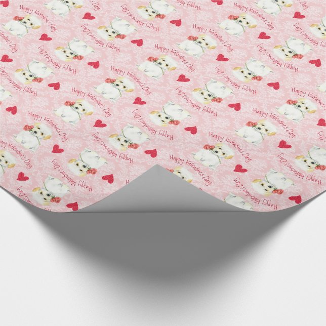 Valentine Rose Coton de Tulear Geschenkpapier (Ecke)