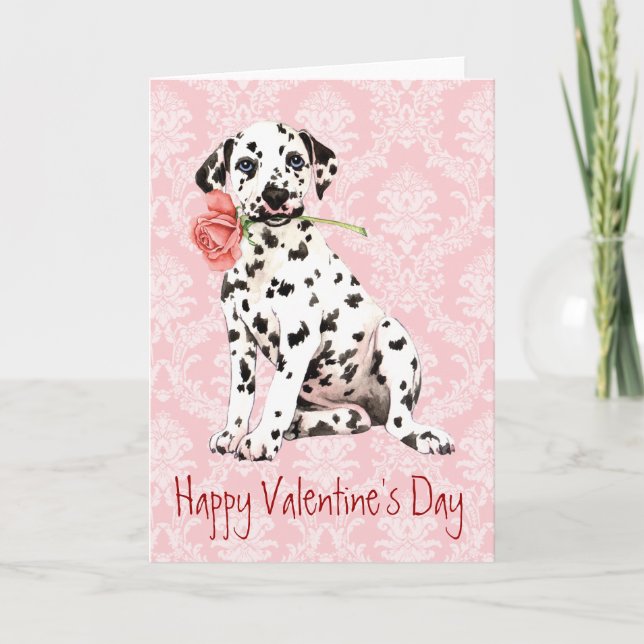 Valentine Rose Damatian Feiertagskarte (Vorderseite)