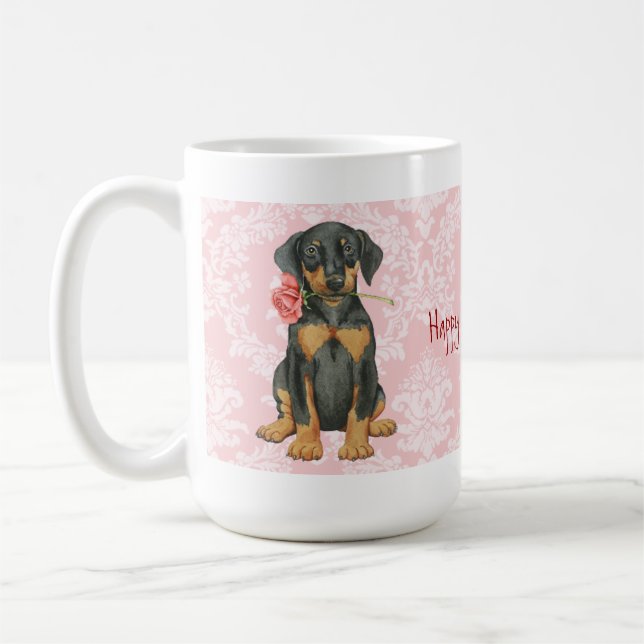 Valentine Rose Doberman Tasse (Links)