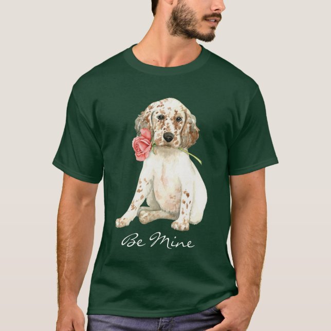 Valentine Rose English Setter T-Shirt (Vorderseite)
