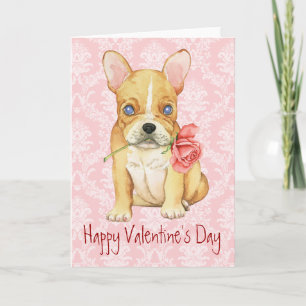Valentine Rose Frenchie Feiertagskarte