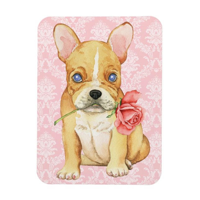 Valentine Rose Frenchie Magnet (Vertikal)