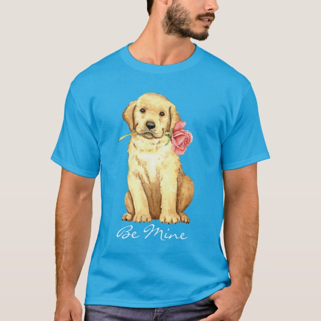 Valentine Rose Gelbe Labrador T-Shirt (Vorderseite)