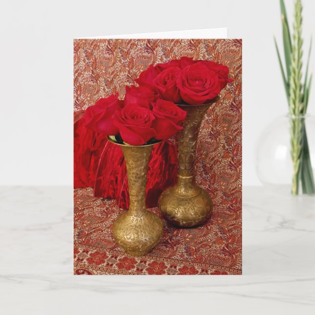 Valentine-Rose gemustert Feiertagskarte (Vorderseite)