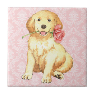 Valentine Rose Golden Retriever Fliese
