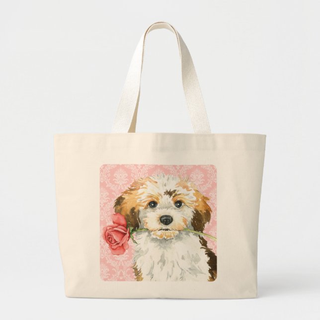 Valentine Rose Havanese Jumbo Stoffbeutel (Vorne)