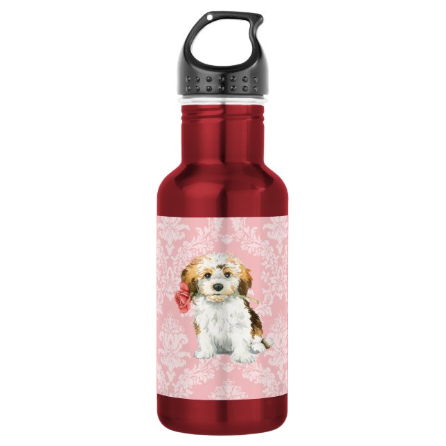 Valentine Rose Havanese Trinkflasche (Vorderseite)