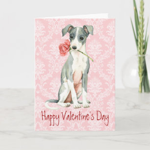 Valentine Rose Italian Greyhound Feiertagskarte