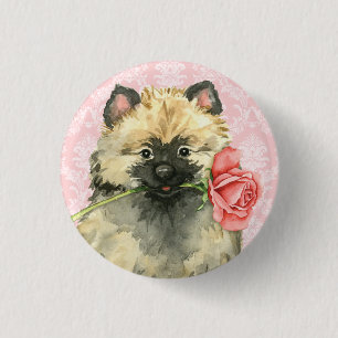 Valentine Rose Keeshond Button