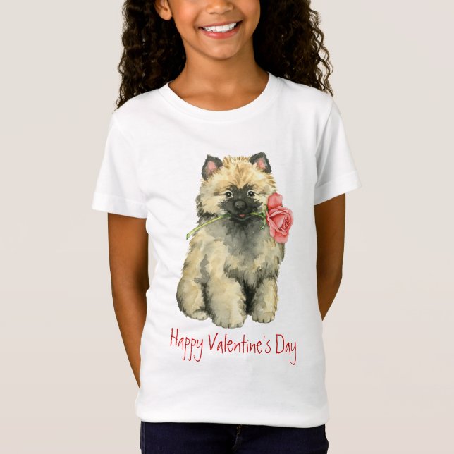 Valentine Rose Keeshond T-Shirt (Vorderseite)