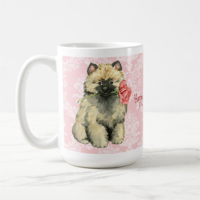 Valentine Rose Keeshond Tasse (Links)