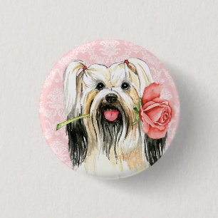 Valentine Rose Lhasa Apso Button