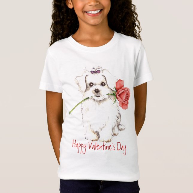 Valentine-Rose maltesisch T-Shirt (Vorderseite)