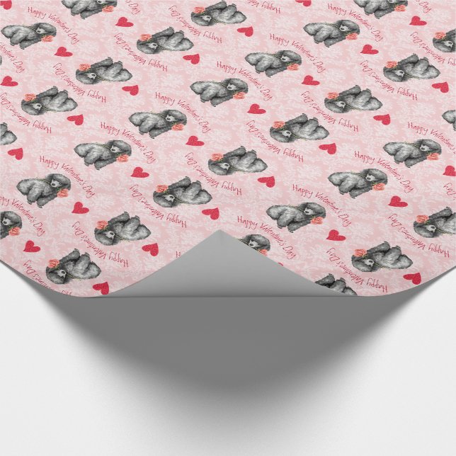 Valentine Rose Miniatur Poodle Geschenkpapier (Ecke)