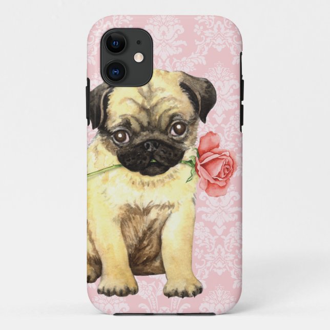Valentine Rose Mops Case-Mate iPhone Hülle (Rückseite)