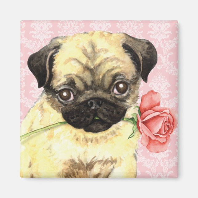Valentine Rose Mops Magnet (Vorne)